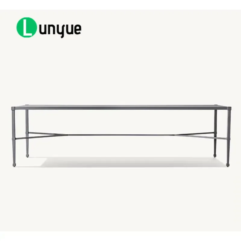 Modern Cast Aluminum Rectangular Outdoor Dining Table Durable Weatherproof Patio Furniture for Hotel Garden Restaurant Use