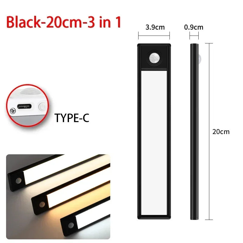 VENUSWING LED Unterschrank Lichter 10-50CM Motion Sensor Lampe USB Aufladbare Drahtlose Nachtlicht Küche Schlafzimmer Schrank Innen beleuchtung 10