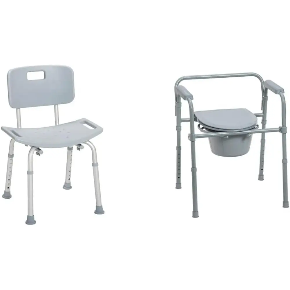 

Bathroom Bench with Backrest, Gray & Steel Comfort Chair, Grey