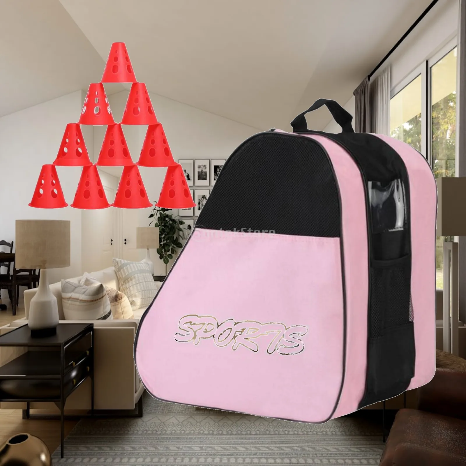 Waterproof Inline Skate Bag with Mesh Side Oxford Cloth Roller Skates Holder for Children Adults