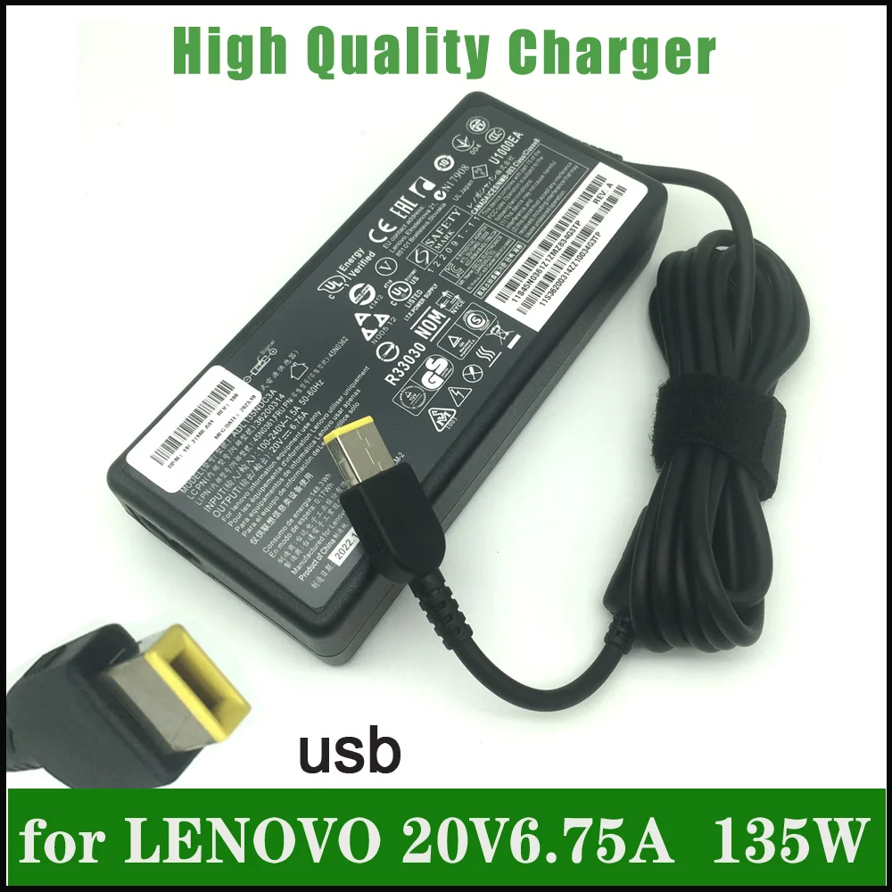 Genuine 135W 20V 6.75A Laptop Charger for LENOVO Legion Y520 Y7000 Thinkpad T470P W550 Ac Adapter