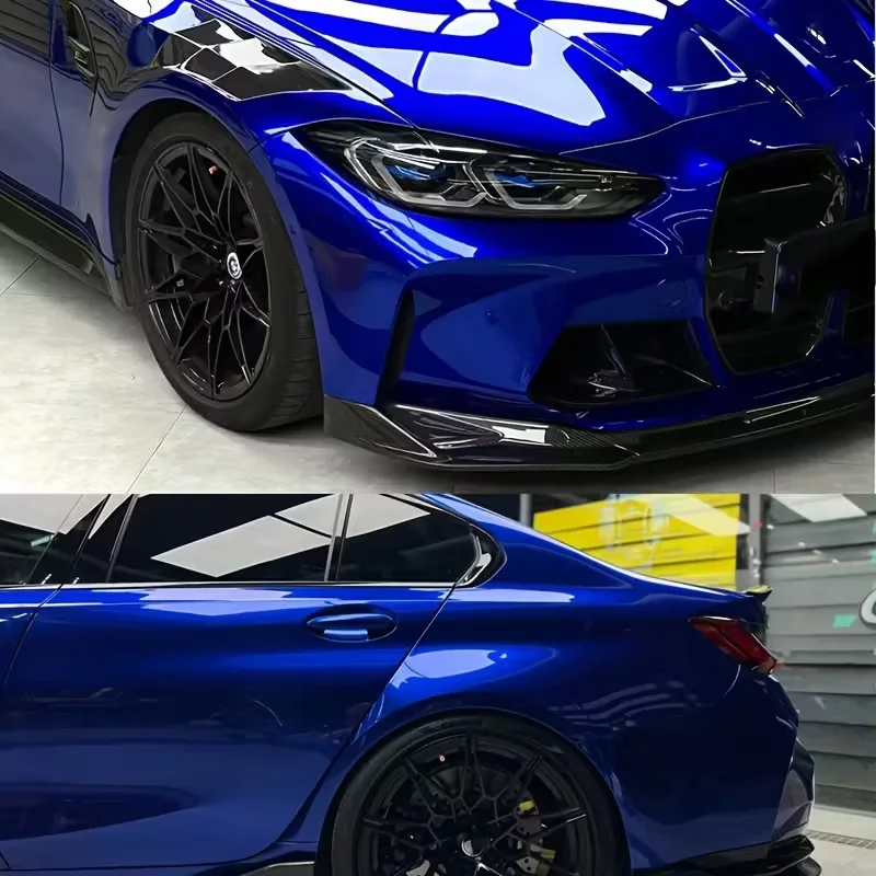 Glänzende Metallische Dunkelblaue Vinyl-Autofolie Klebefolie Aufkleber Motorrad Auto Wrapping Folie mit Luftkanälen – Detail 2