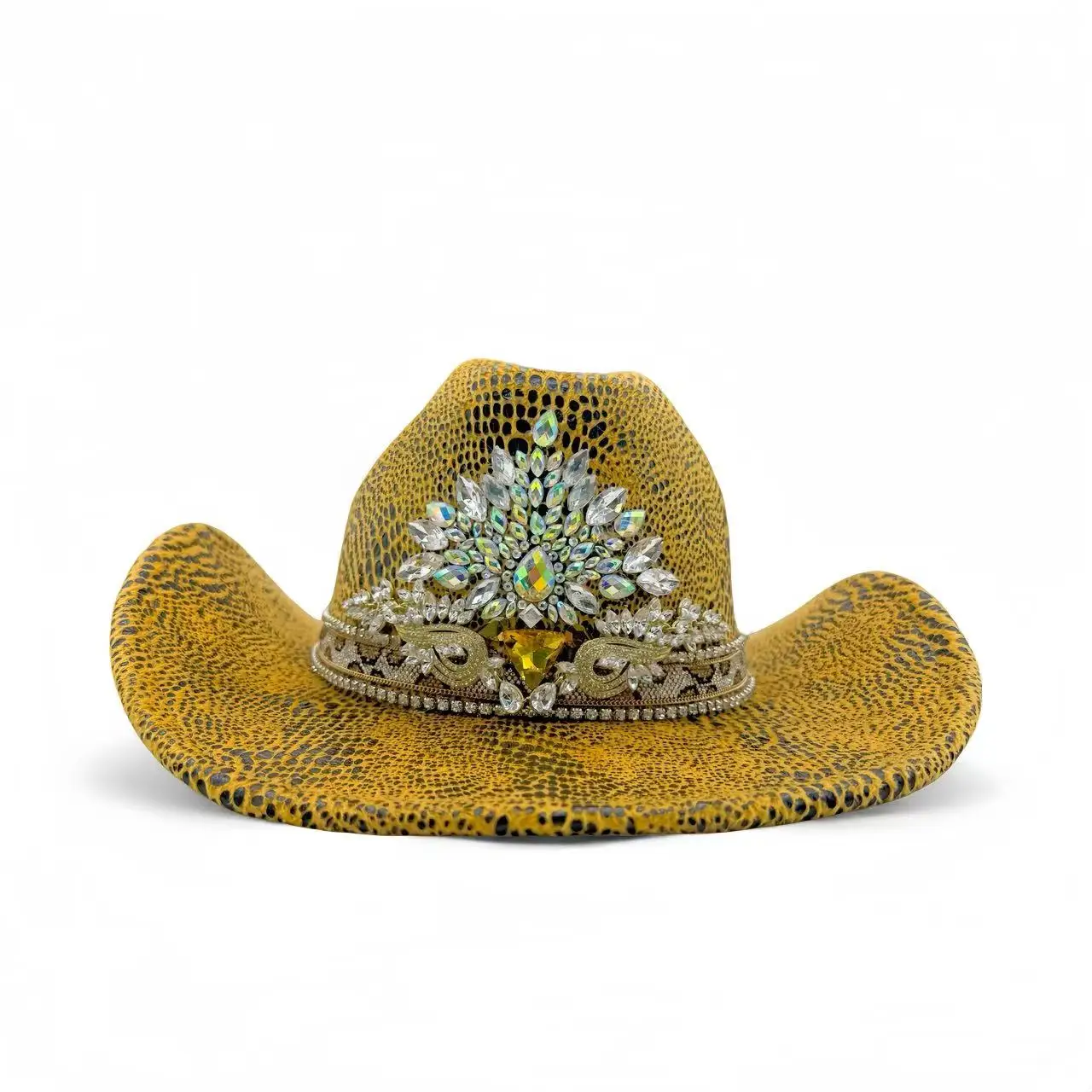 

HongLuan Western Yellow Leopard Cowboy Hat Rhinestone Woman for Cowgirl Costume, Cowboy Accessories & Cowboy Hats for Man
