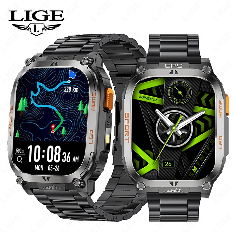 

LIGE New Smart Watch for Men 2.01"HD Smartwatch Heart Rate Sleep Monitor Waterproof Sports Fitness Smart Watches for Android iOS