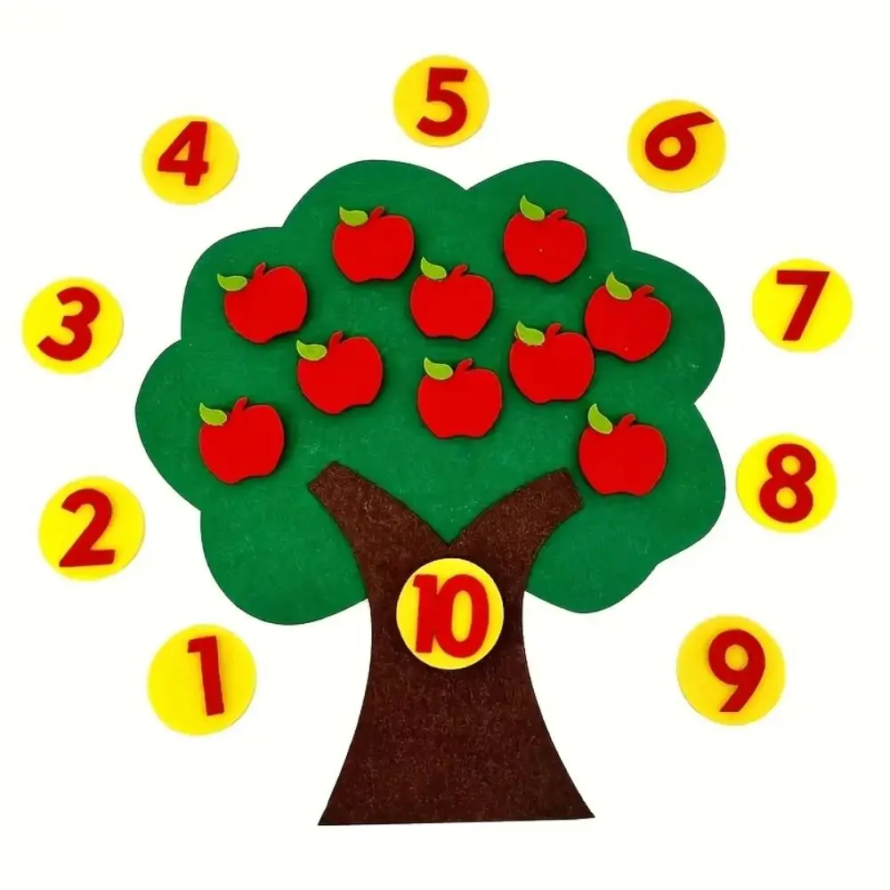 Non-woven Felt Felt Apple Tree Number Learning 1-10 Numbers DIY Teaching Board Interactive Detachable Kids Cognitive Tool