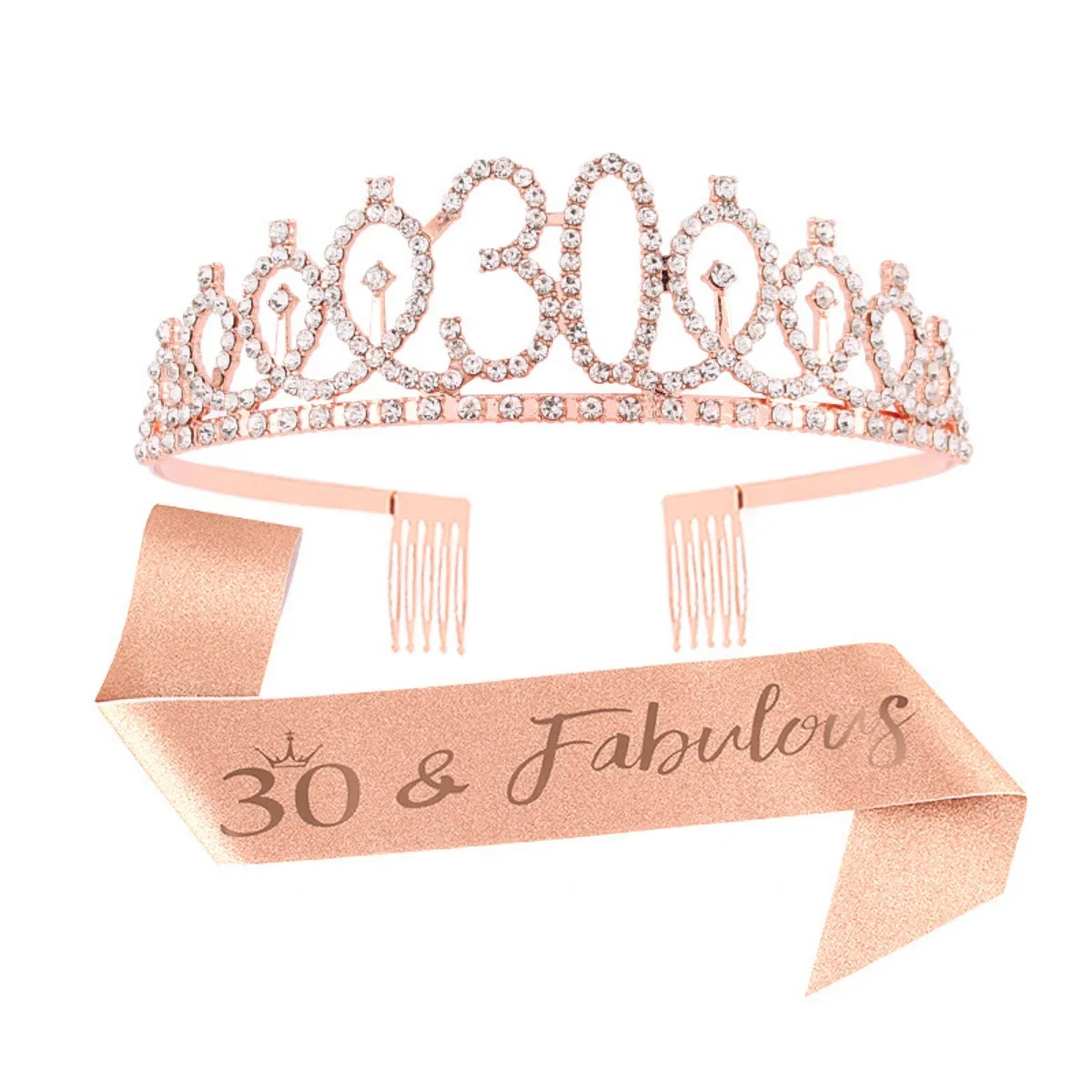 Birthday Tiara Crown and Sash for Women Girls Sweet 13th 16th 21st 30th 40th 50th 60th Birthday Party Decoration Favor Gifts - view 5