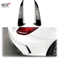 2 Pcs 2014 To 2019 For Mercedes Benz C Class W205 4 Door Amg Rear Bumper Lip Spoiler Vent Cover ABS Gloss Black Carbon Fiber