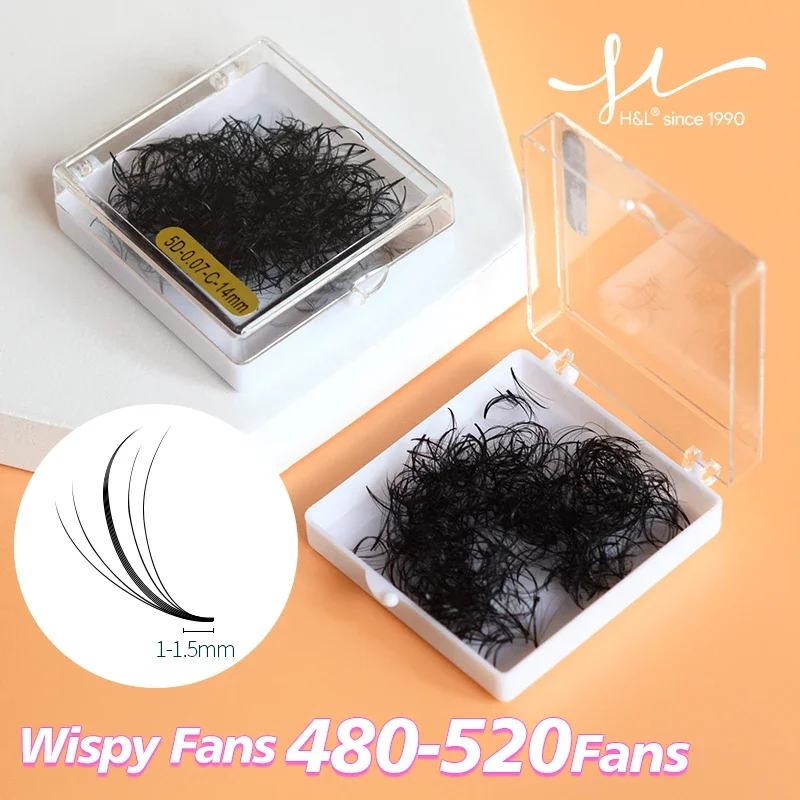 H&L SINCE 1990 PreMade Wispy Fans  Length Safest Wispy Russian Volume Lashes Extension Hybrid Wimpers For Eyelash Extensions