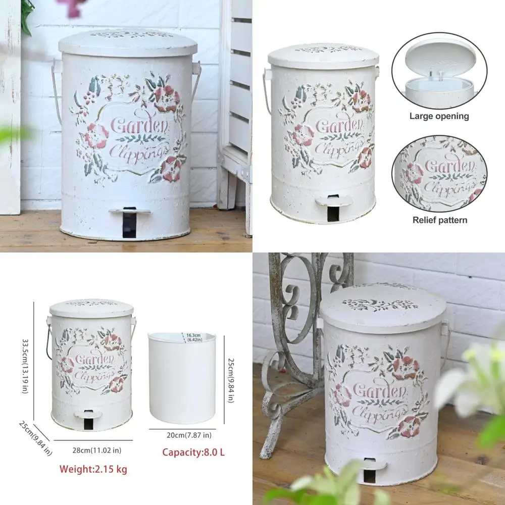 

Touchless Round Pedal Outdoor Dog Poop Trash Can for Kitchen, Park, Garden, and Small Waste Disposal Needs