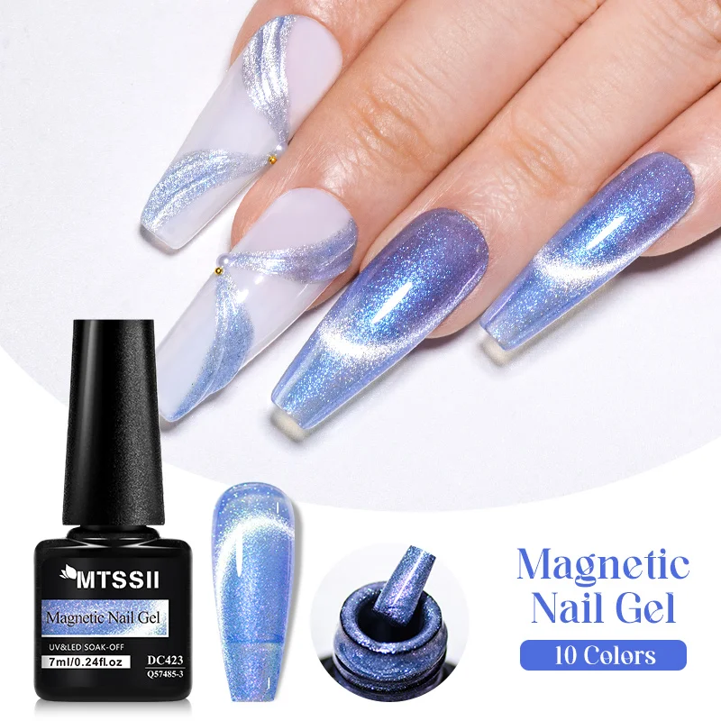 

MTSSII 7ML Magnetic Gel Nail Polish Blue Sparking Laser Flash Nail Art Magnet Gel Polish Vernis Semi Permanent UV Gel Varnish