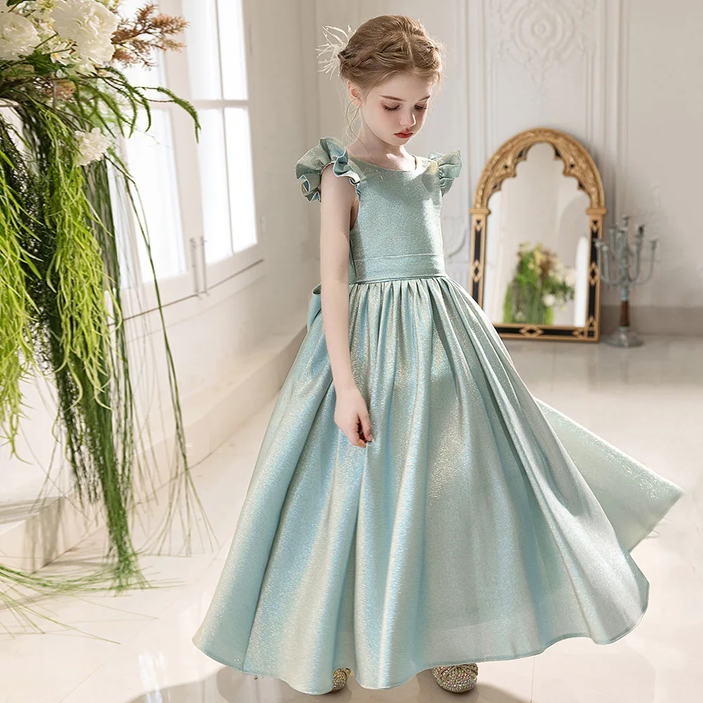Girls Elegant Dresses Backless Princess Dress Wedding Bridesmaid Prom Gown Big Bow Girls Party Dress Girl's Ceremonial Dress