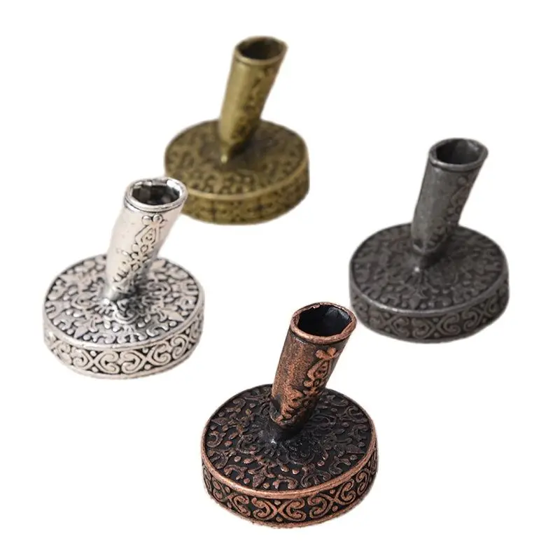 1pcs Vintage Feather Pen Stand Metal European Style Round Pen Holder Pen Organizer Accessories for Student Teacher Gift 4 Colors
