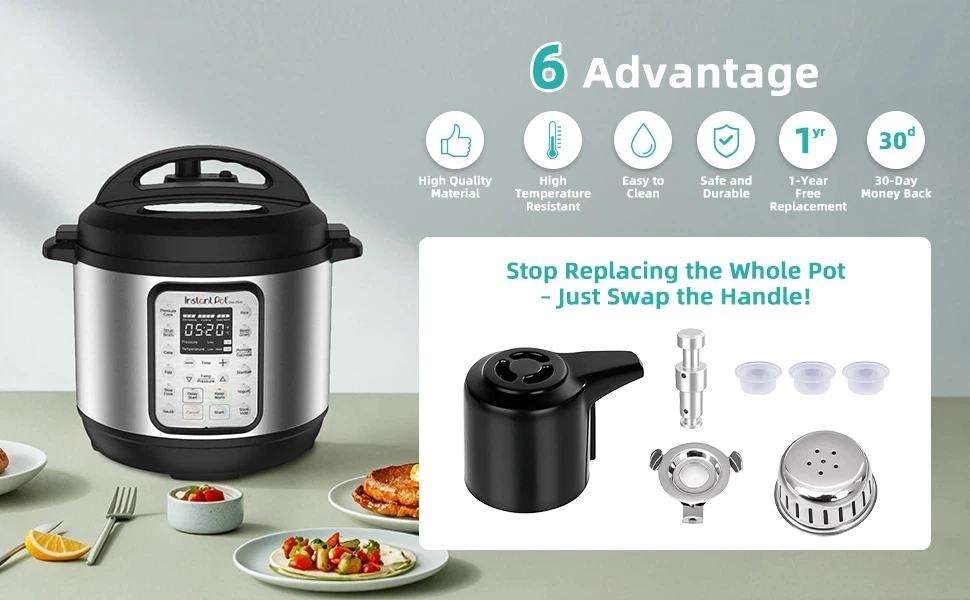 Für Instant Pot Duo/Plus 3, 5, 6 Quart Dampfventilgriff, Original-Ersatzteile für das schwimmende Ventil, mit 3 Silikonabdeckungen – Detail 1