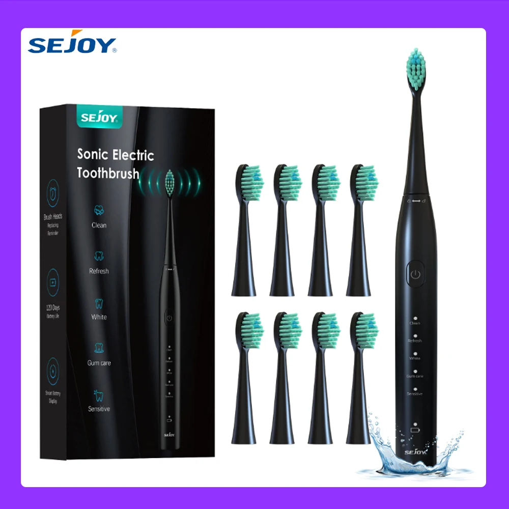 SEJOY Oral Cleaning Personal Sonic Electric Toothbrush Care Appliances IPX7 5 Modes Smart Rechargeable Automatic Toothbrush