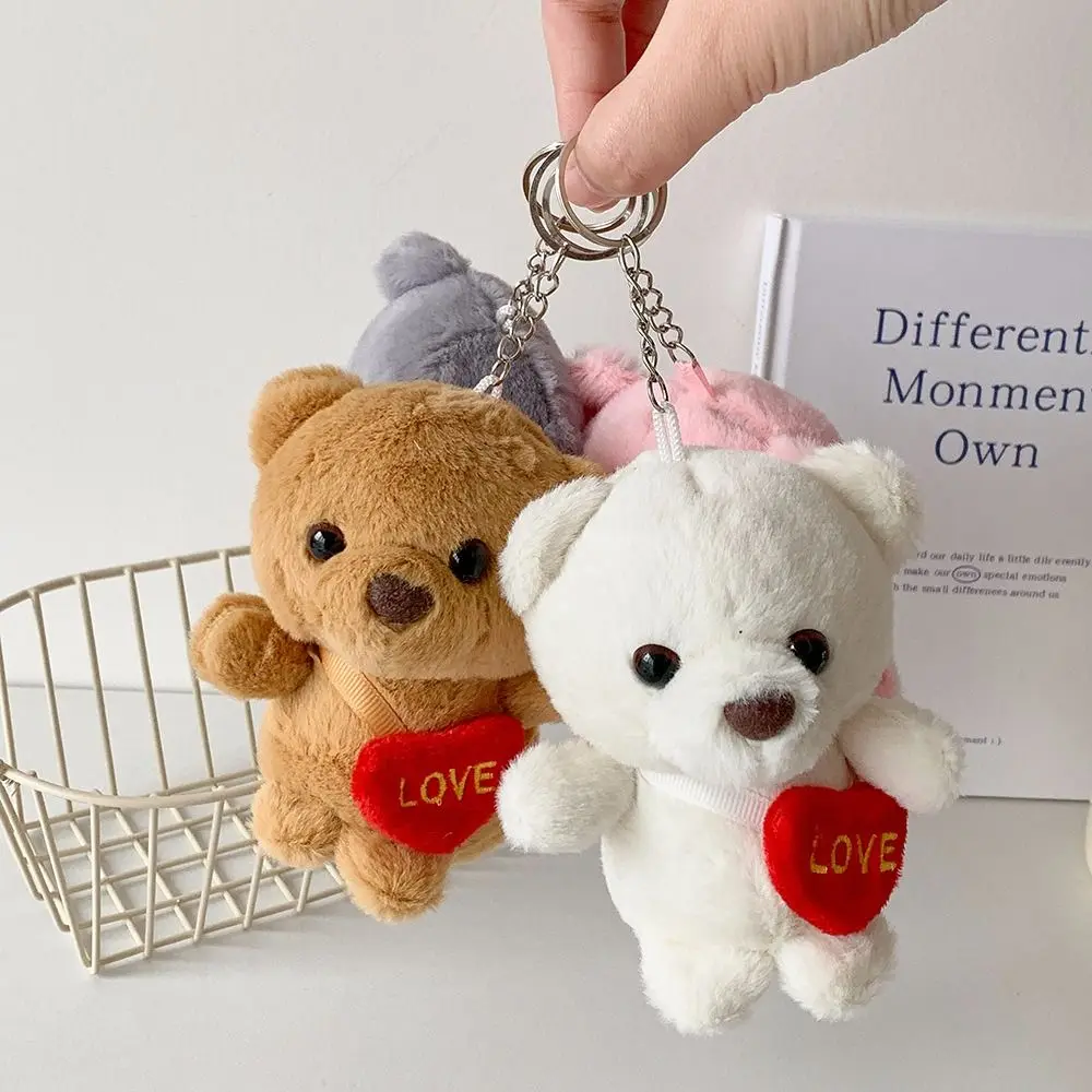 

Fashion Love Heart Backpack Bear Plush Toys Cartoon Cute Keychain Hanging Plush Toy Ornaments