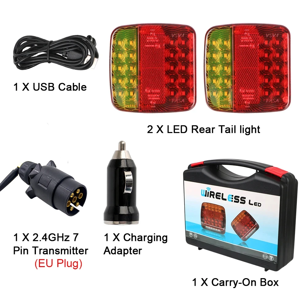 1 Set 12V 24V Wireless Magnetic LED Truck Tail Light Trailer Rear Signal Warning Brake Light Lamp Caravan Camper Lorry RV
