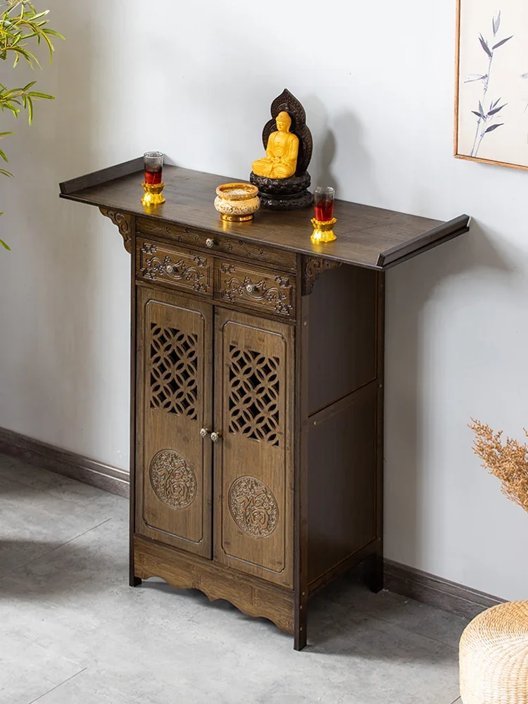 Buddha Niche Altar Buddha Shrine Home Modern Style Solid Wood Buddha Table New Chinese Style Tribute Table Simple