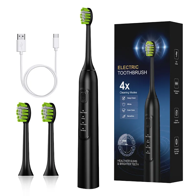 Electric Sonic Toothbrush Rechargeable for Adult Kid Teeth Whitening Smart Timer Ultrasonic Toothbrush Waterproof 2 Brush Head