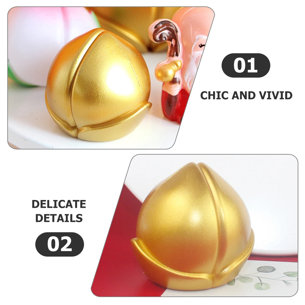 

10pcs Longevity Peach Cake Decorations Golden Plastic Birthday Party Toppers Unique Baking Insert Cupcake Ornament Cake