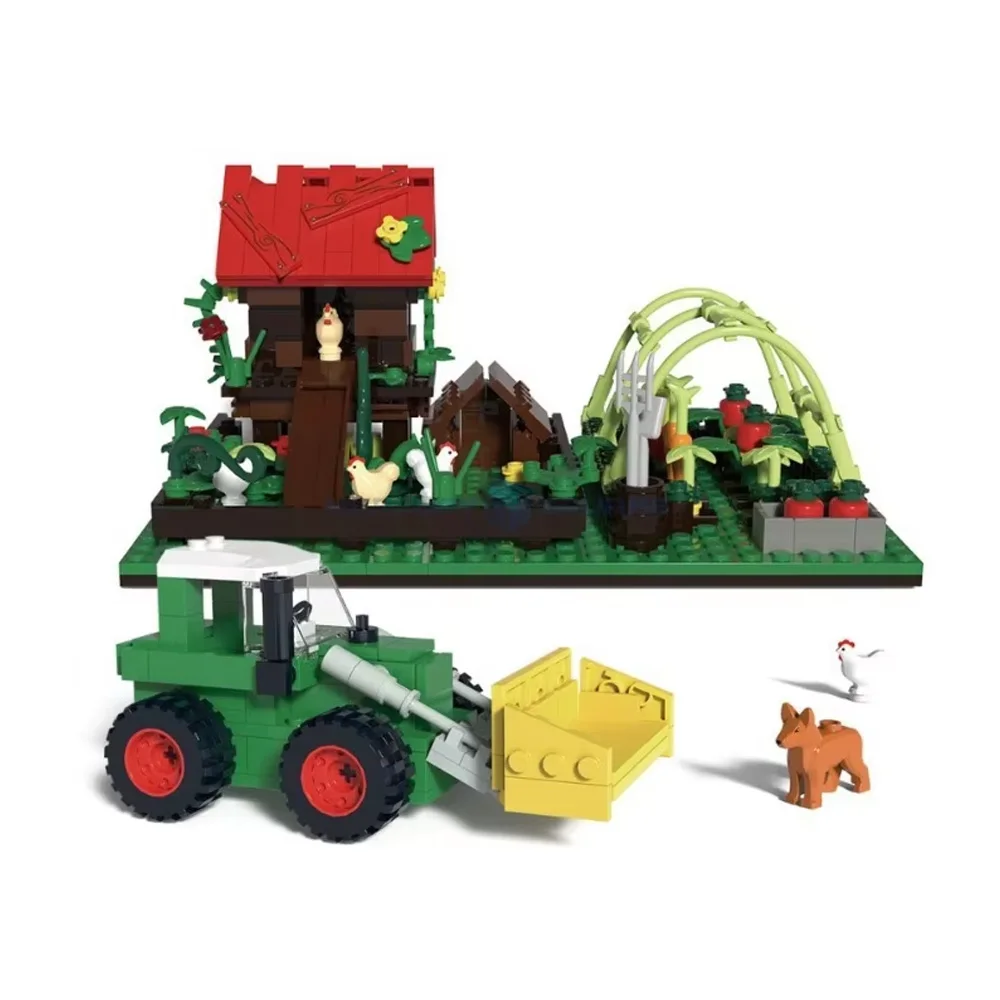 MOC Bauernhof Szene Tiere Haus Pigsty/Cowshed/Hühnerstall Modell Ziegel Pädagogische Bauernhof Windmühle Montage Bausteine Geschenke