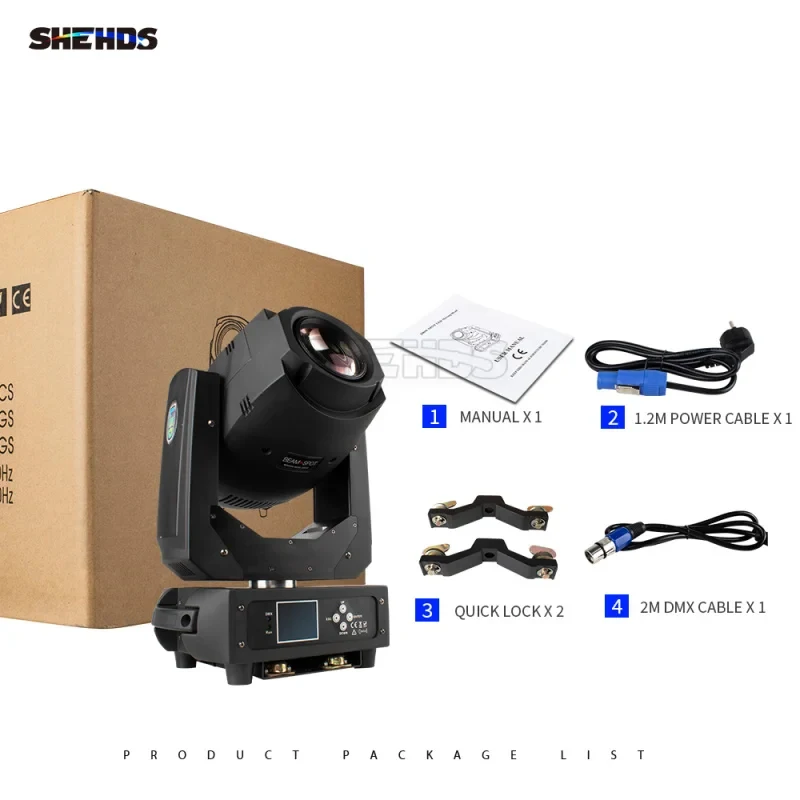 

Shehds 200W Moving Head Spot Light with DMX512 Control 7 Static & 6 Rotating Gobo Patterns for Festival And Party Lighting