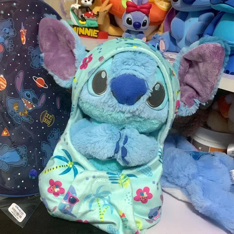 

30cm Lilo and Stitch Disney Plush Toys Baby Swaddle Kawaii Pixar Anime Plushie Stich Dolls Soft Stuffed Gift for Children Kids