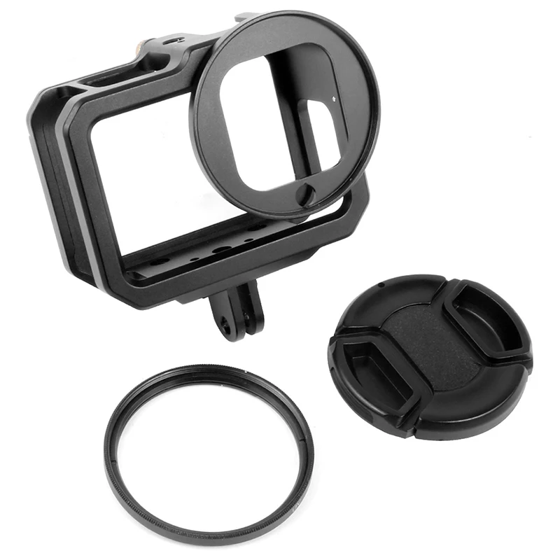 Aluminium gehäuse für Gopro Hero 13 12 11 10 schwarzer Kamera käfig Rig Schutz gehäuse rahmen Form montierter Kalt schuh 52mm Filter halterung – Detail 31