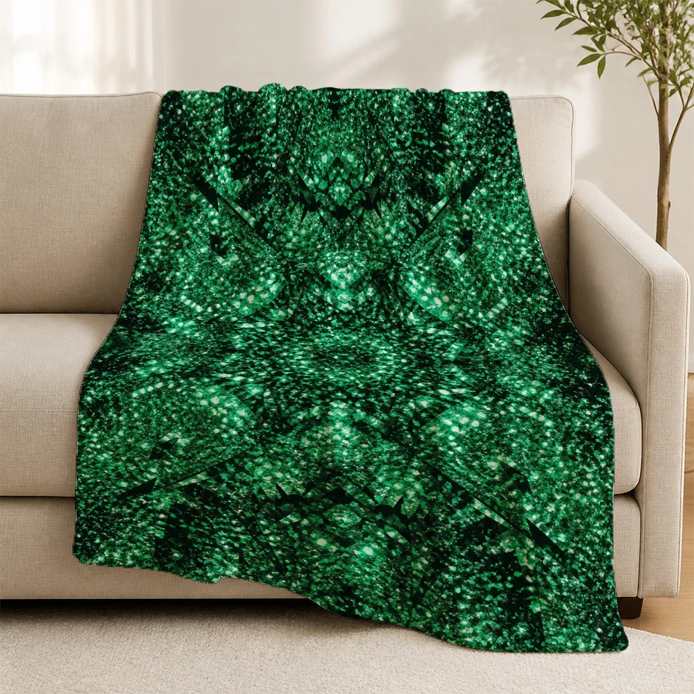 Luxury Emerald Green Throw Blanket Sofa Couch Accent Decor Plush Fleece Winter Throws for Living Room Home Decor Gifts Botanical