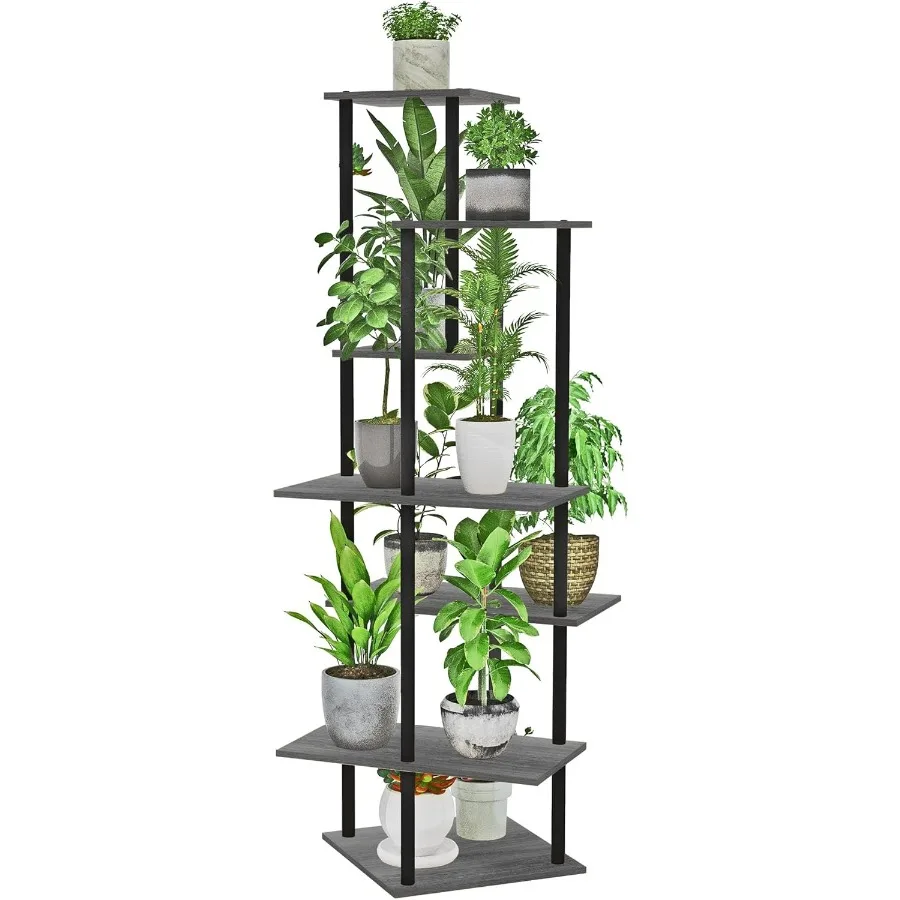 

Подставка для растений, внутренняя 7-уровневая металлическая деревянная полка для растений для нескольких цветочных горшков, угловые высокие держатели для цветов для гостиной, балкона, кровати