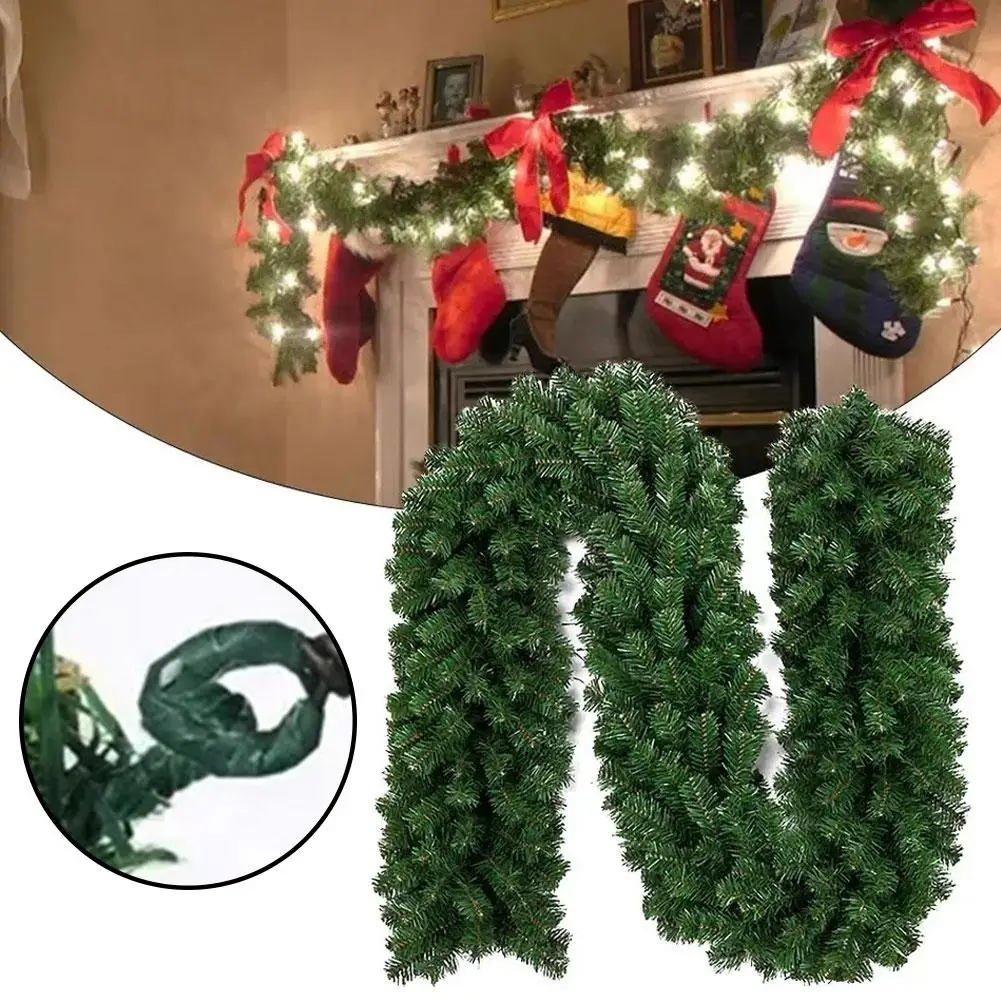 Christmas Vine Green Garland With Lights Pine Tree Window Rattan Christmas Branch DIY Hanging Ornament Decoration Mall Shop B4R7