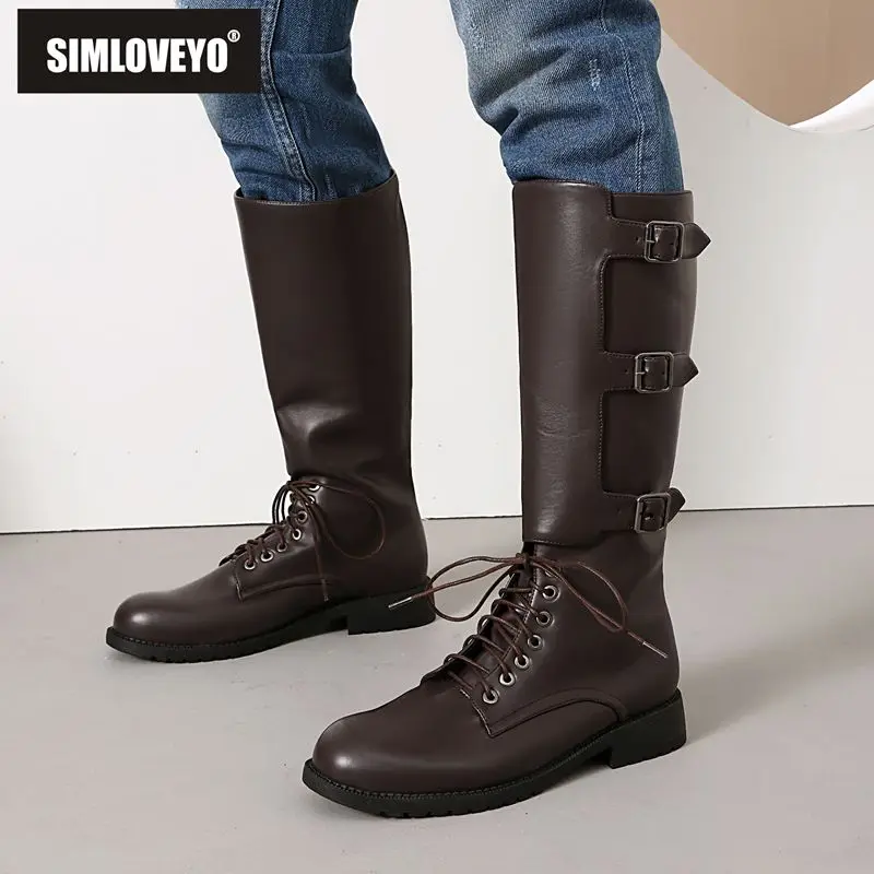 

SIMLOVEYO Winter Casual Men's mid Calf Boots round Toe Thick Heel Zipper 3cm Big Sizes 47-49 Retro Daily Boot Sale Round toe