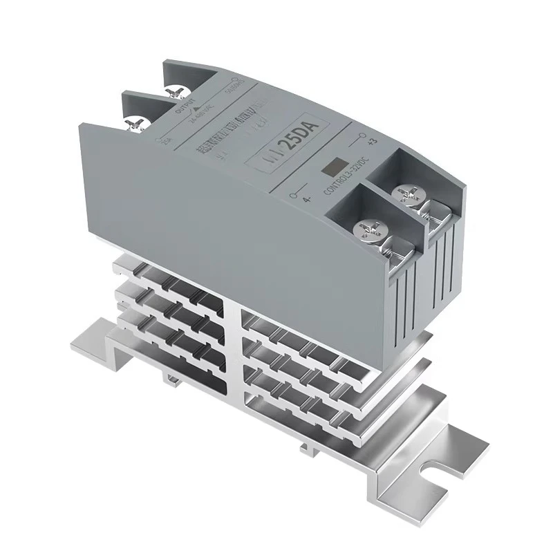 Guide Rail Single-phase Solid State Relay 24V DC Control AC 220V Radiator Integrated SSR-25DA 60DA