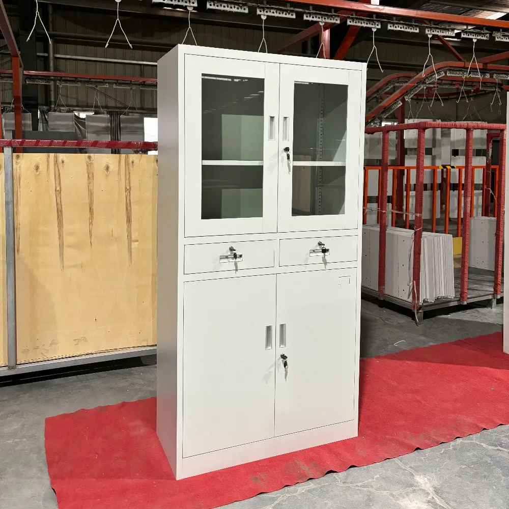 Customizable Home Office  Half Glass Swing Door Filing Cabinets Metal Vertical Filing Cabinets, Storage Cabinets With Metal Draw
