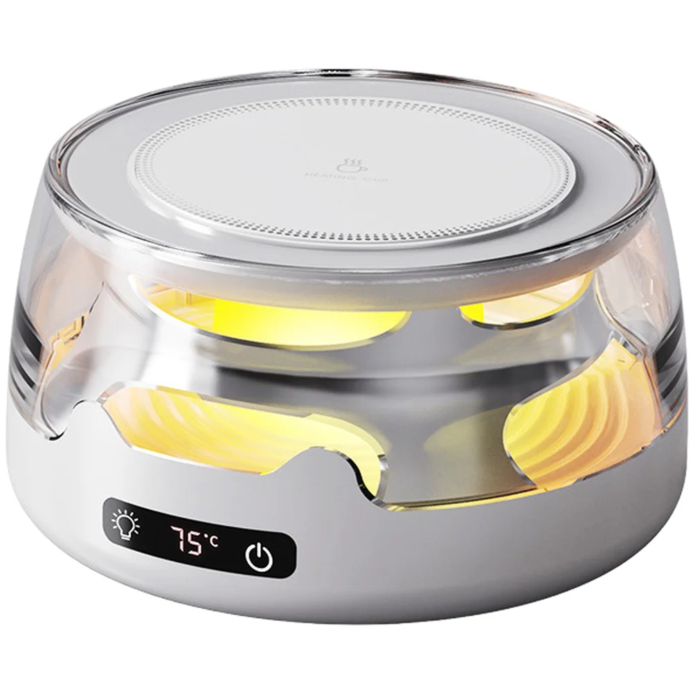 Adjustable Temp Cup Warmer Mat with Auto Shut Off After 8 Hours Heat Dissipation Vents and 6 Color LED Mood Lighting