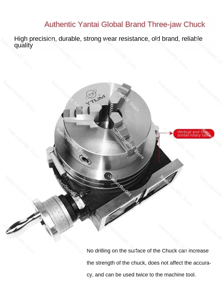 Milling Machine Universal Dividing Head Rotary Table Three-Jaw Chuck Universal Dividing Disc Rotator Dual-Purpose Manual Simple