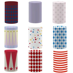 Red Circus Cylinder Covers Carnival Party Decoration Pedestal Cover for Birthday Baby Shower Desserts Tablecloth Decor Props