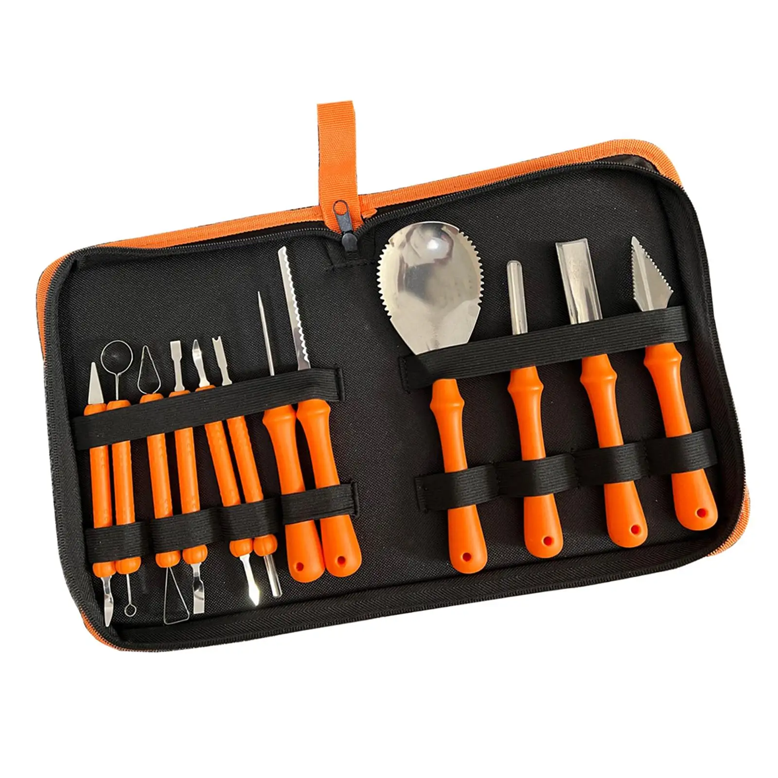 Professional Pumpkin Carving Kit for Halloween with Stainless Steel Sculpting Stencils and Cutting Knife Tools