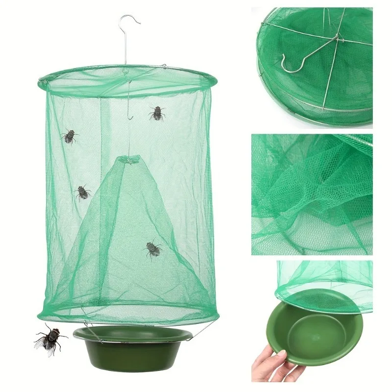 1pc Versatile Fly Trap Cage Outdoor Insect Catcher Killer Pest Control Reusable Hanging Flytrap Cage Net Traps