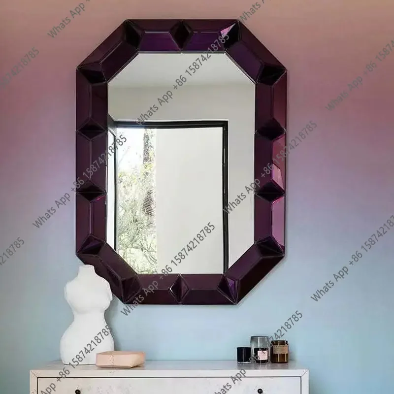 H Light Mirror Red Sun Glass Flower Luminous Wall-mounted Washing Table Cloud Net Light Luxury Mini Mirror Master Dressing Mirro
