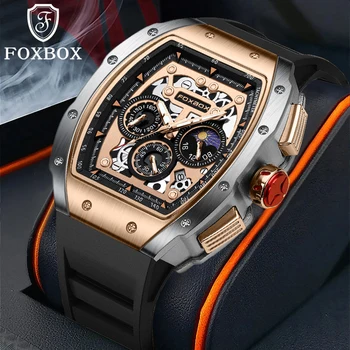 LIGE Waterproof Mens Watches FOXBOX Top Brand Luxury Military Quartz Watch for Men Fashion Sports Chronograph Masculino Masculino