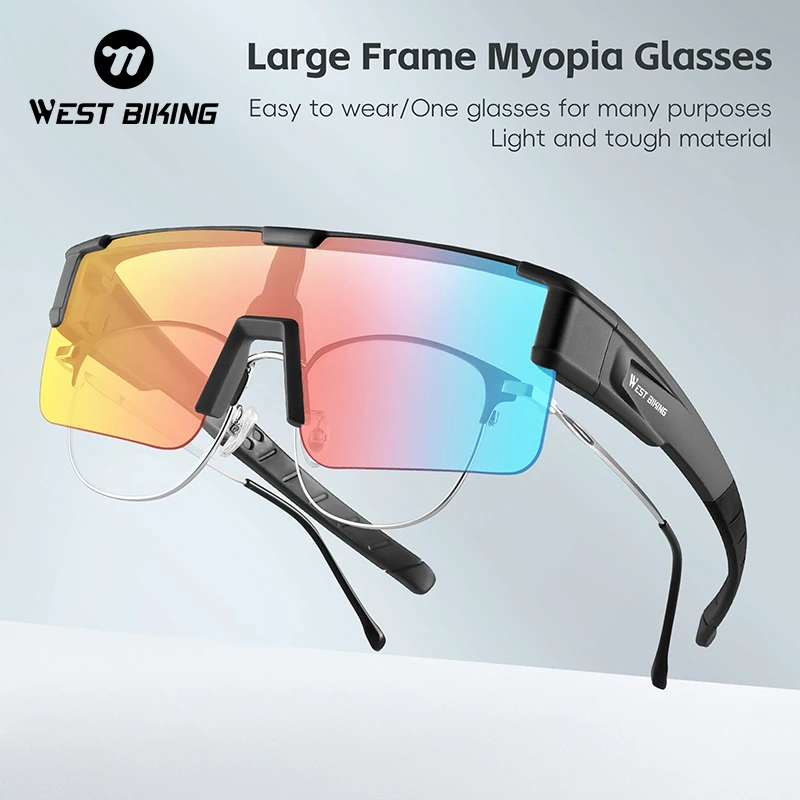 

WEST BIKING Large Frame Myopia Glasses Anti-UV Sunglasses Polarized Goggles Men Women Driving Anti-Glare Photochromic Eyewear