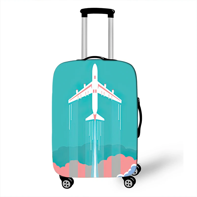 Aerospace Engineering Airplanes Luggage Covers 18-32 Inch Elastic Trolley Case Map Plane Protective Anti-dust Suitcase Cover