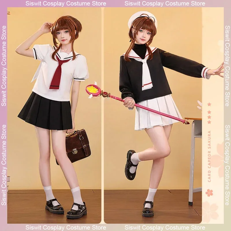 

Аниме Card Captor Sakura Kinomoto Sakura Косплей Костюм Летняя и зимняя женская школьная форма Полный комплект вечерние карнавальные наряды