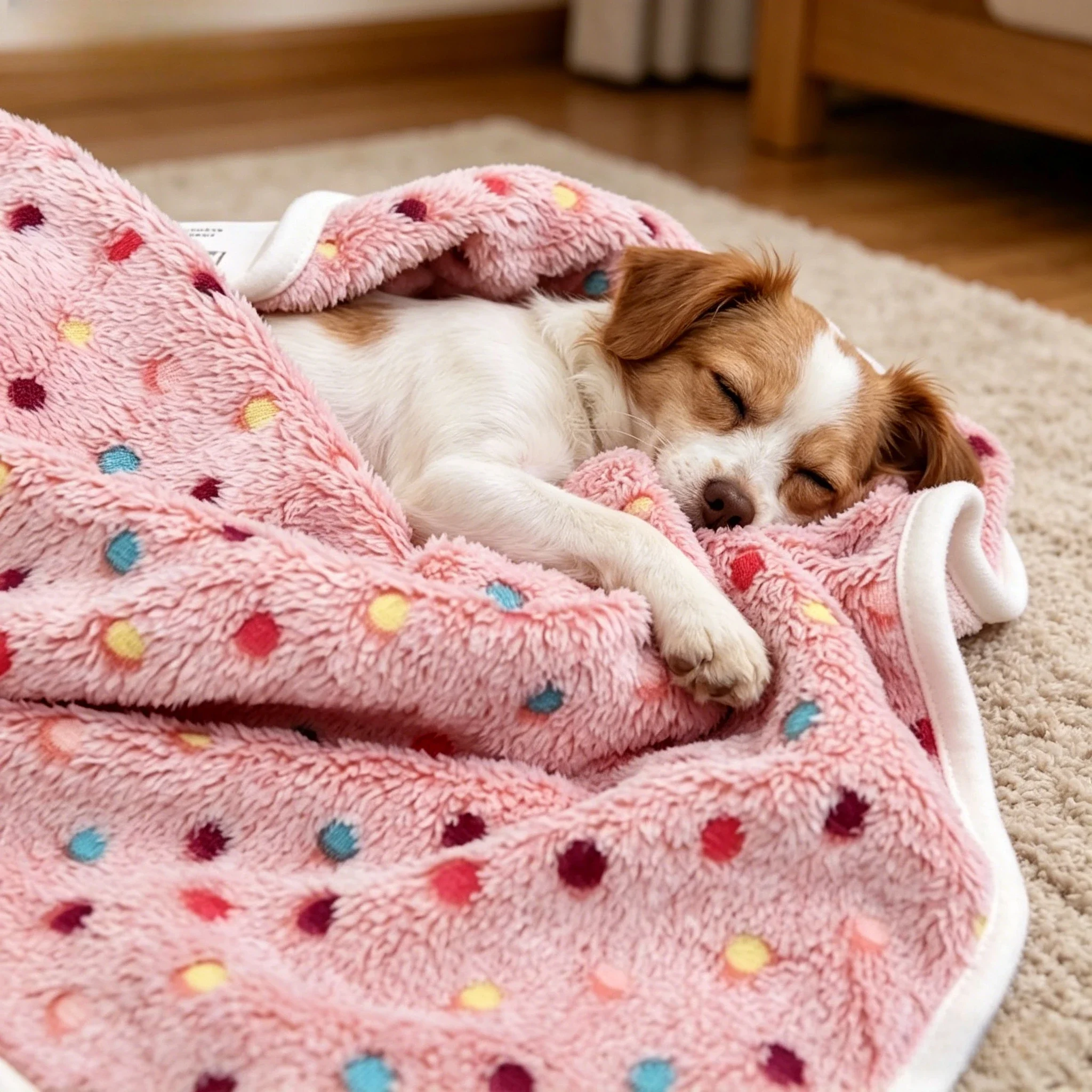 KEMORELA Weiche Flauschige Haustierdecke mit Niedlichem Punktmuster, Gemütliches Warmes Bett für Katzen und Hunde, Kleine bis Große Größen, Mattenbezug, Haustierzubehör – Detail 12