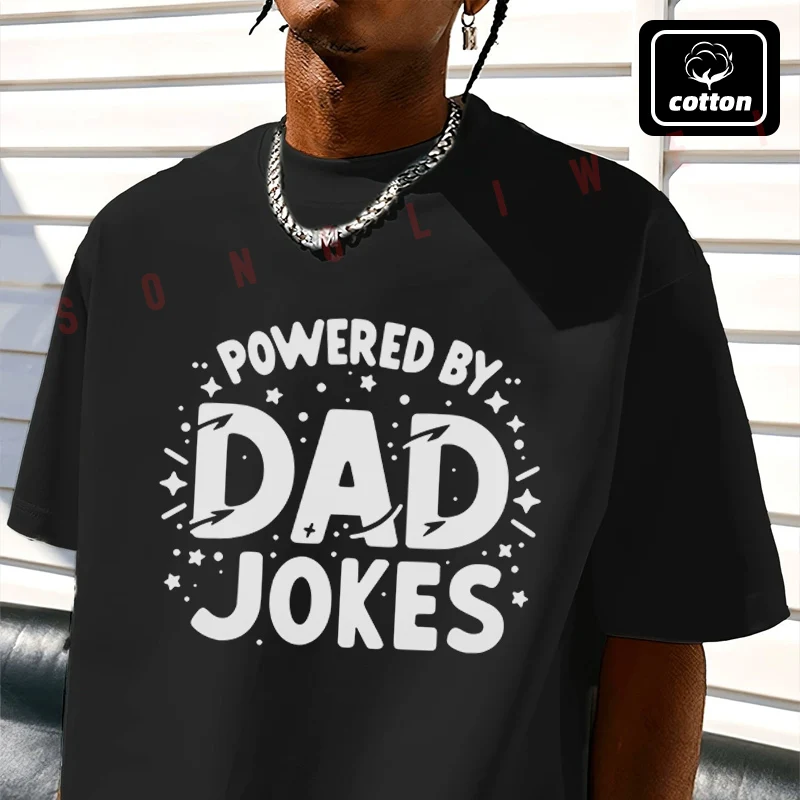 

Dad Jokes Power Design Motorcycle T-Shirt Men's Black Cotton TShirt New Summer Casual O-neck Short Sleeve Tees