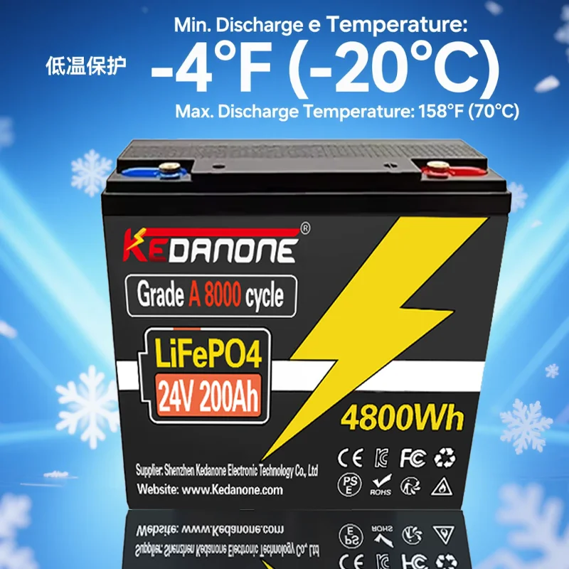 

24V 200Ah LiFePO4 Battery, Built-in 200A Protection BMS, Great for RV/Camper, Trolling Motors, Solar Off-Grid, Marine/Boat