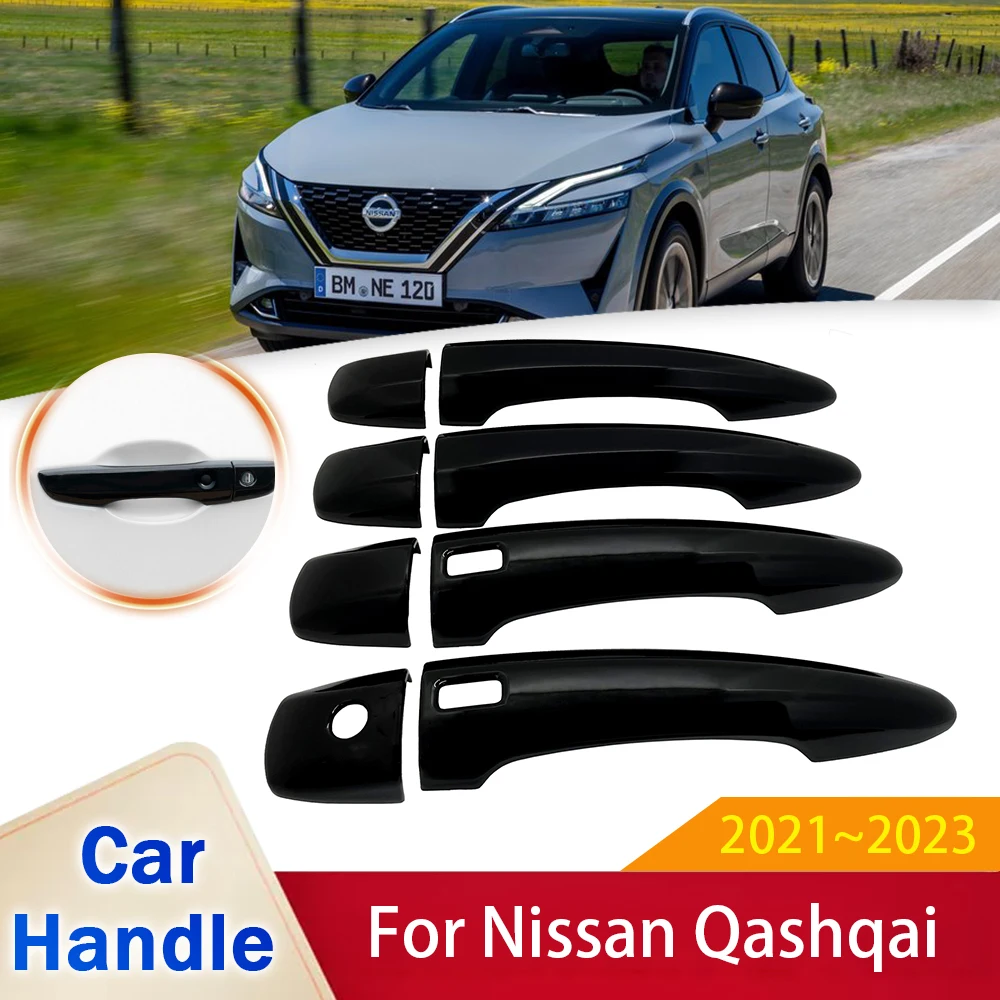 

Для Nissan Qashqai 3 J12 2021 2022 2023 глянцевая черная смарт-крышка дверной ручки наклейка отделка автомобиля украшение Стайлинг Аксессуары гаджет