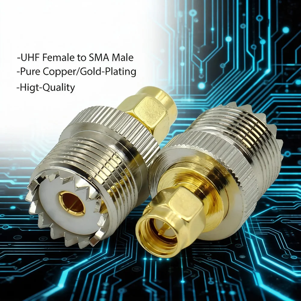 UHF Female to SMA Male Connector SO239 PL259 RF Adapter Straight Brass for CB Radio/Walkie Talkie