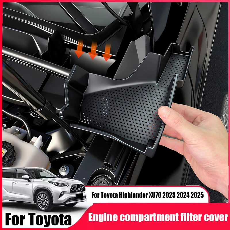 For Toyota Highlander XU70 2023 2024 2025 Automotive Engine Compartment Filter Protective Cover Interior Decoration