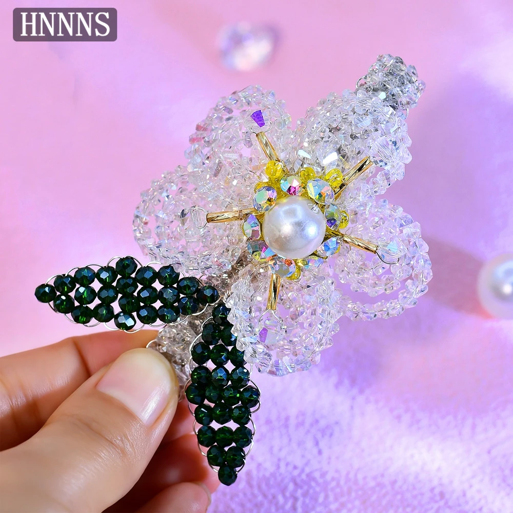 HNYYX Wedding Party Bride Hair Accessory Handmade Beaded Flower Bridal Hair Clip Green Crystal Leaf Pearl Hair Barrette A78
